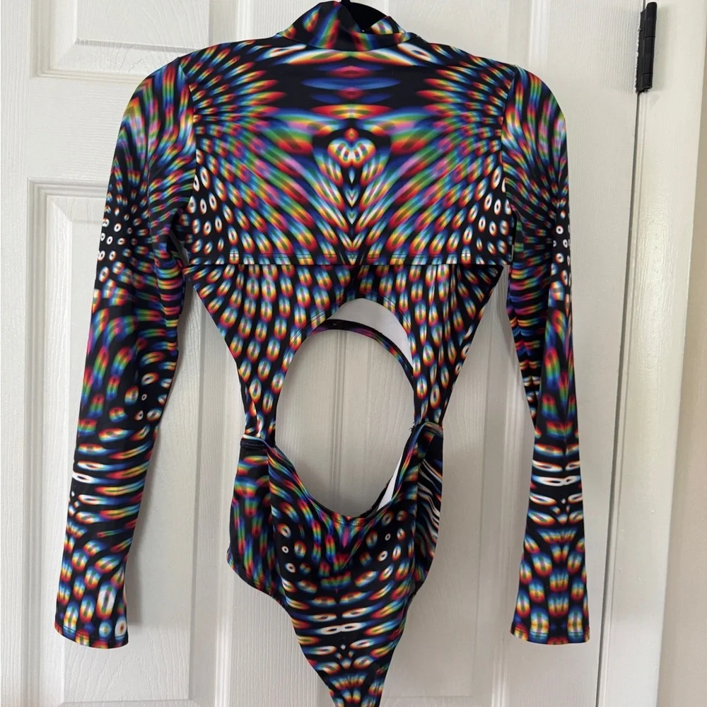 BADINKA pulsar shrug keyhole Bodysuit rave wear size Large - Picture 6 of 11